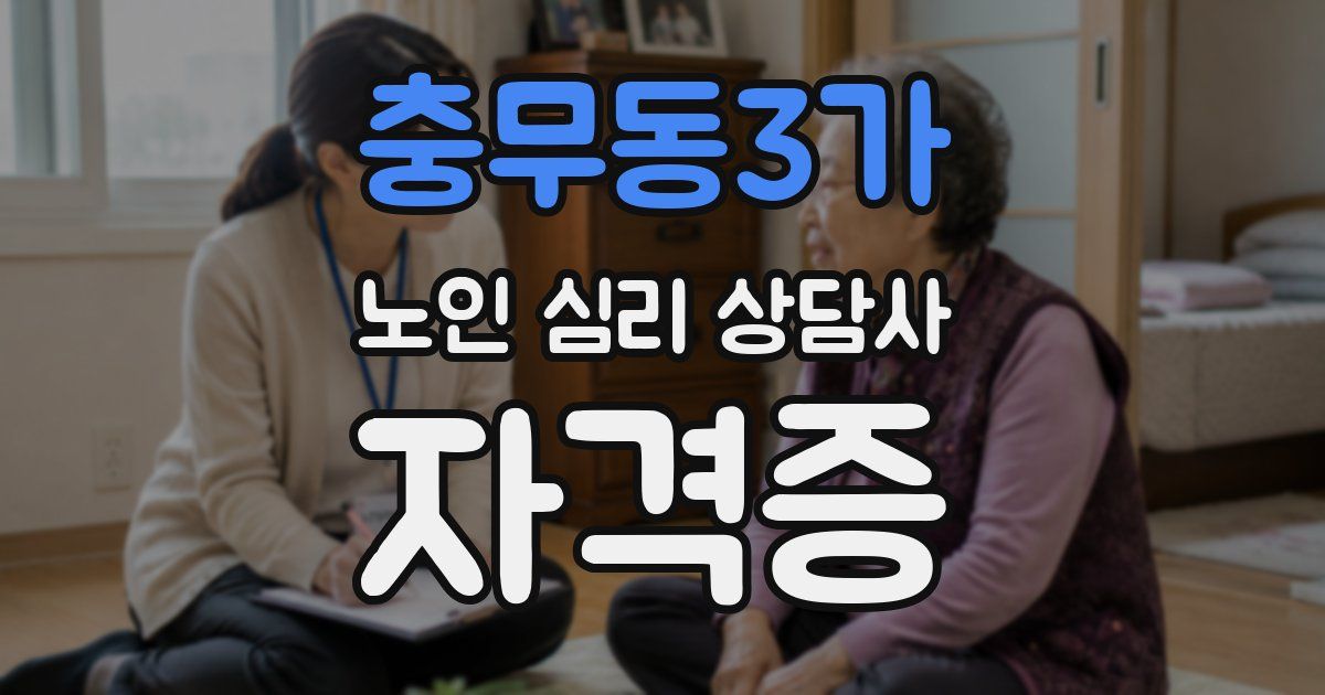 충무동3가 노인 심리 상담사 자격증