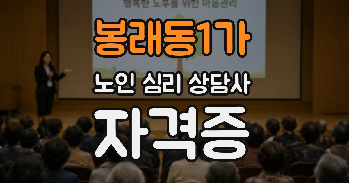 봉래동1가 노인 심리 상담사 자격증