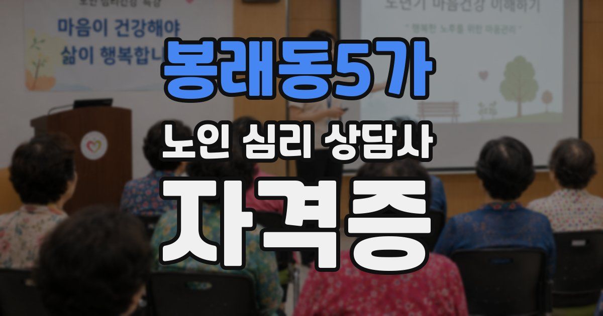 봉래동5가 노인 심리 상담사 자격증