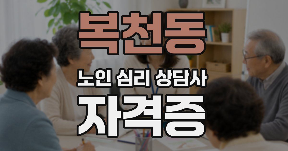 복천동 노인 심리 상담사 자격증