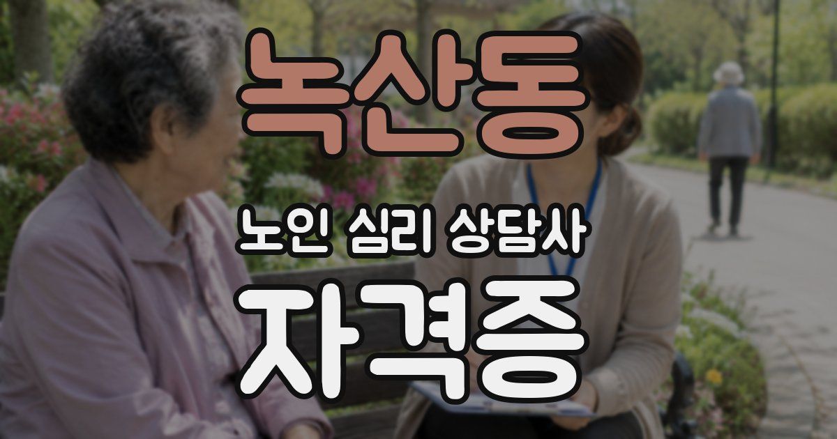 녹산동 노인 심리 상담사 자격증
