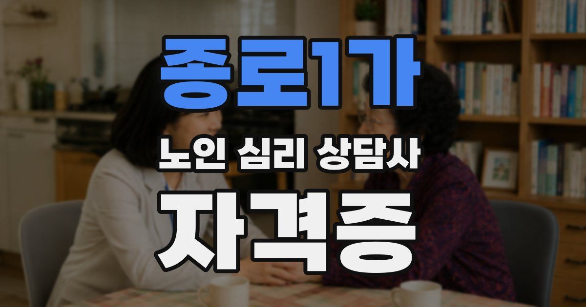 종로1가 노인 심리 상담사 자격증
