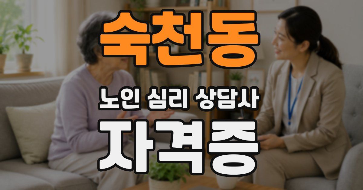 숙천동 노인 심리 상담사 자격증