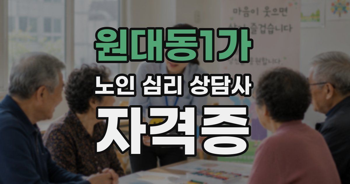 원대동1가 노인 심리 상담사 자격증