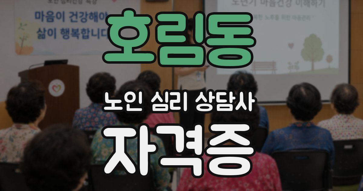 호림동 노인 심리 상담사 자격증