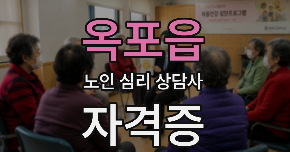 옥포읍 노인 심리 상담사 자격증
