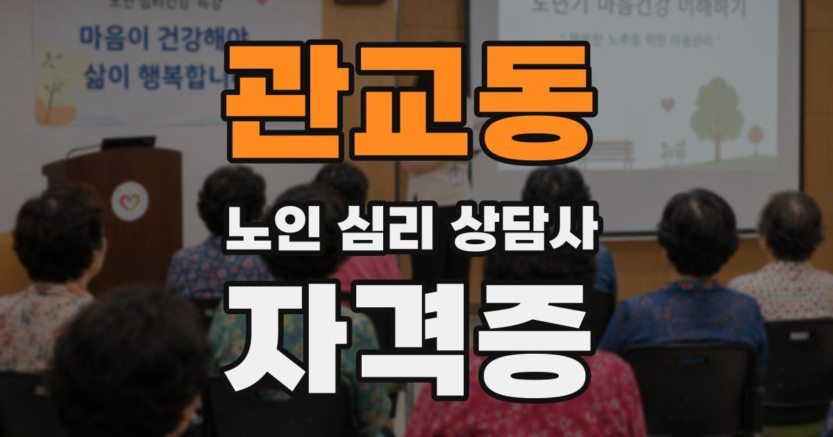 관교동 노인 심리 상담사 자격증