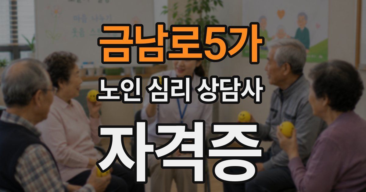 금남로5가 노인 심리 상담사 자격증