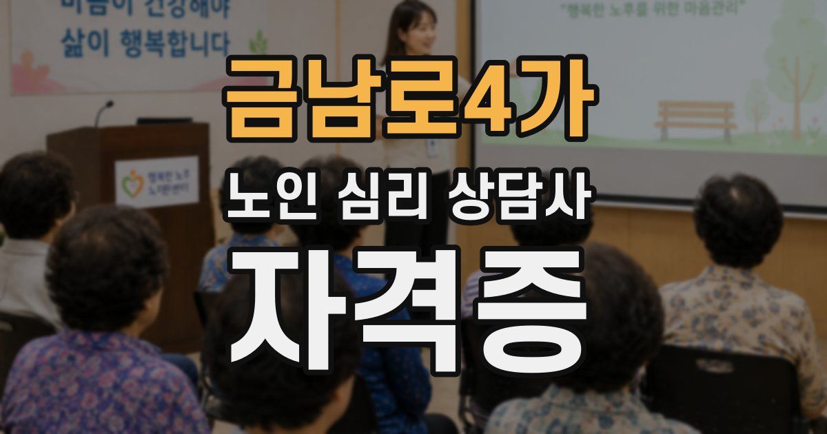 금남로4가 노인 심리 상담사 자격증