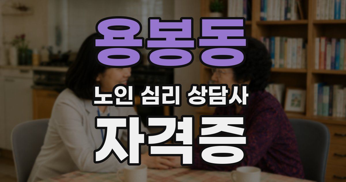 용봉동 노인 심리 상담사 자격증