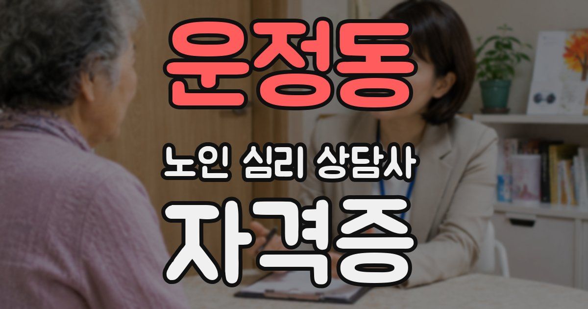 운정동 노인 심리 상담사 자격증