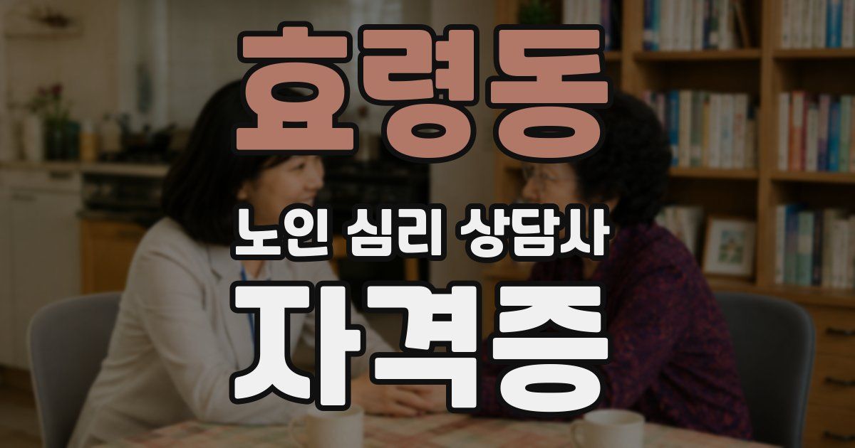 효령동 노인 심리 상담사 자격증