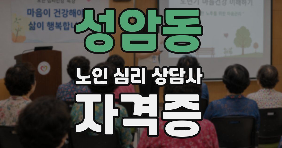 성암동 노인 심리 상담사 자격증