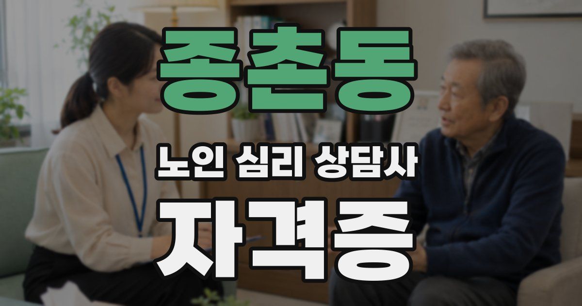 종촌동 노인 심리 상담사 자격증