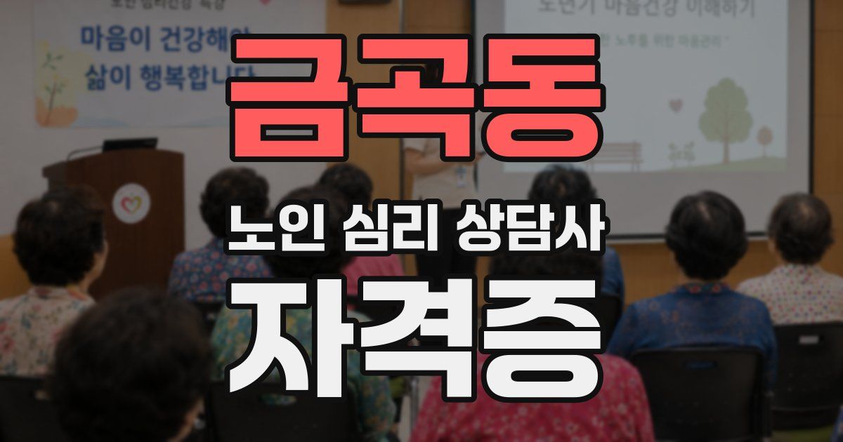 금곡동 노인 심리 상담사 자격증