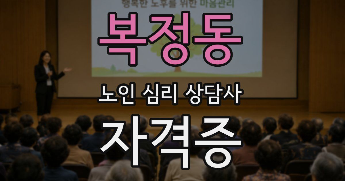 복정동 노인 심리 상담사 자격증