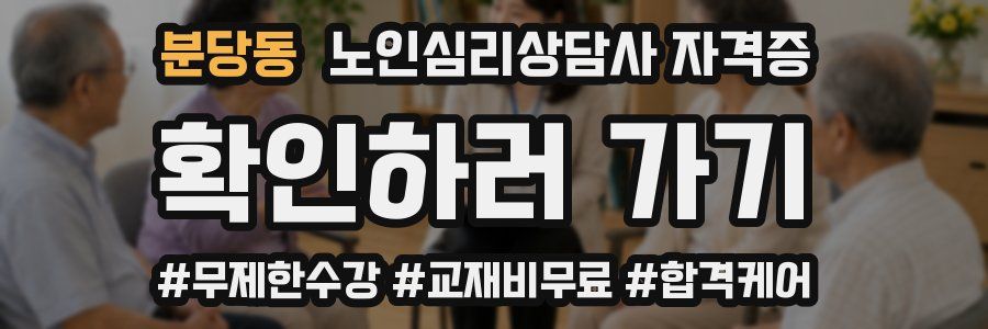 분당동 노인 심리 상담사 자격증
