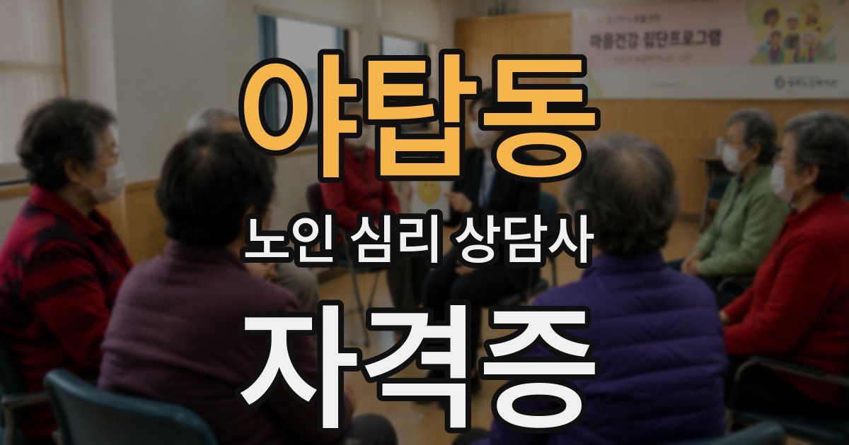 야탑동 노인 심리 상담사 자격증