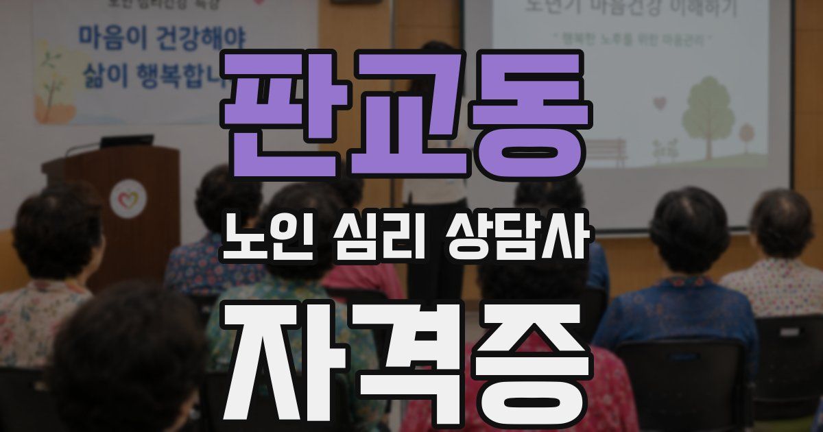 판교동 노인 심리 상담사 자격증