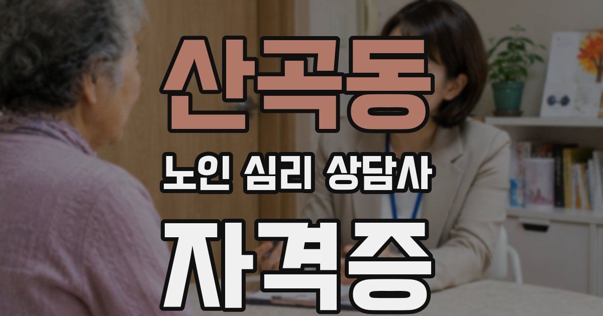 산곡동 노인 심리 상담사 자격증