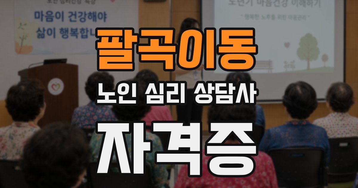 팔곡이동 노인 심리 상담사 자격증