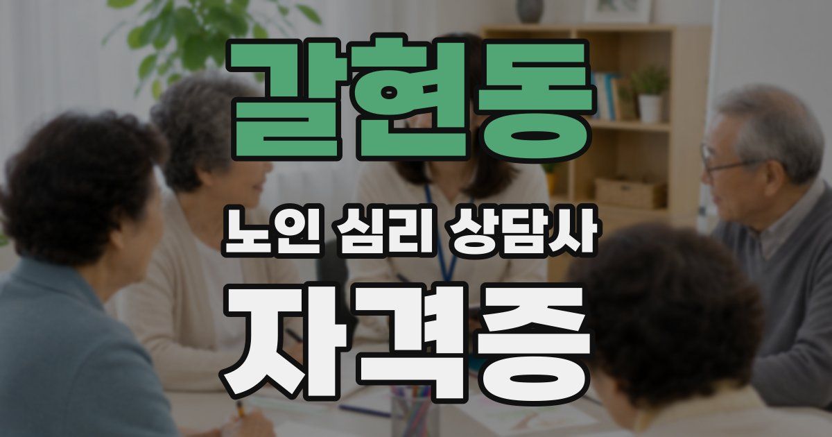갈현동 노인 심리 상담사 자격증
