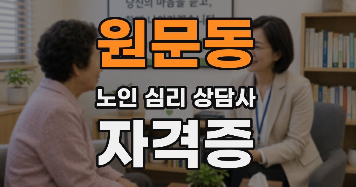 원문동 노인 심리 상담사 자격증