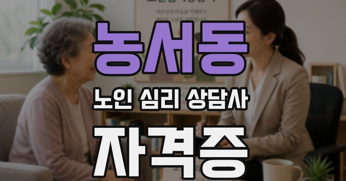 농서동 노인 심리 상담사 자격증