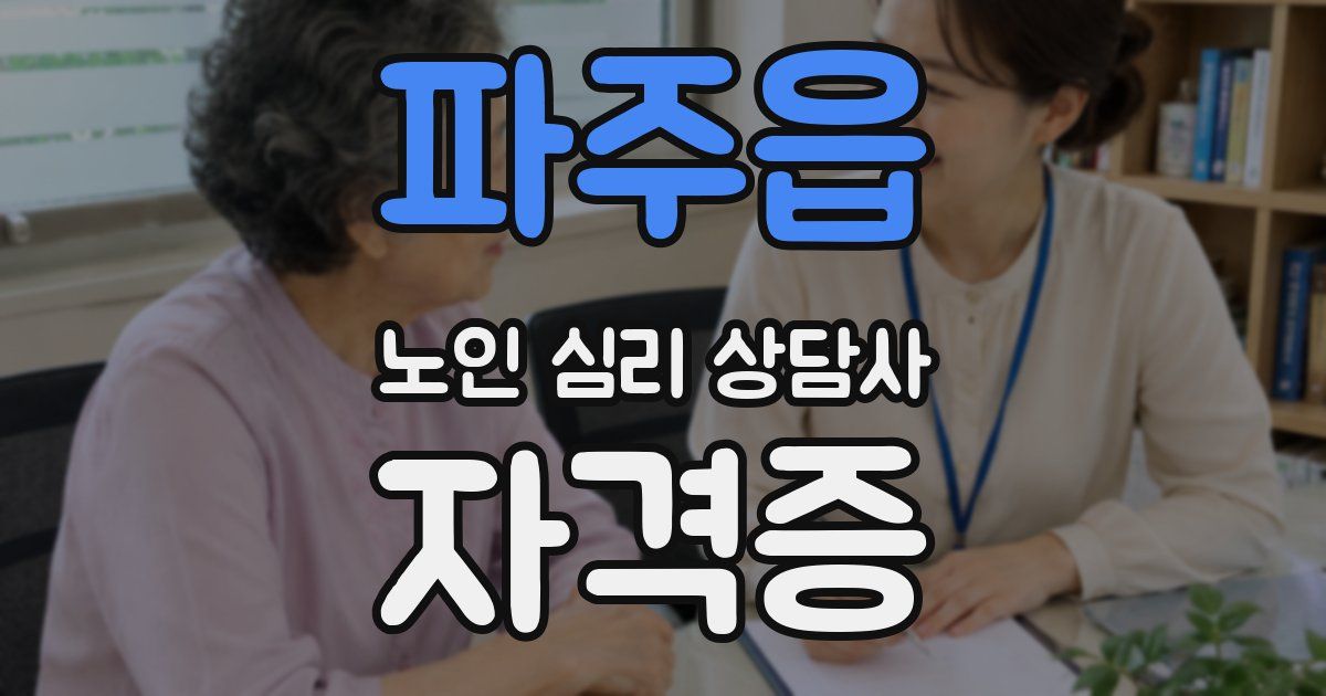 파주읍 노인 심리 상담사 자격증