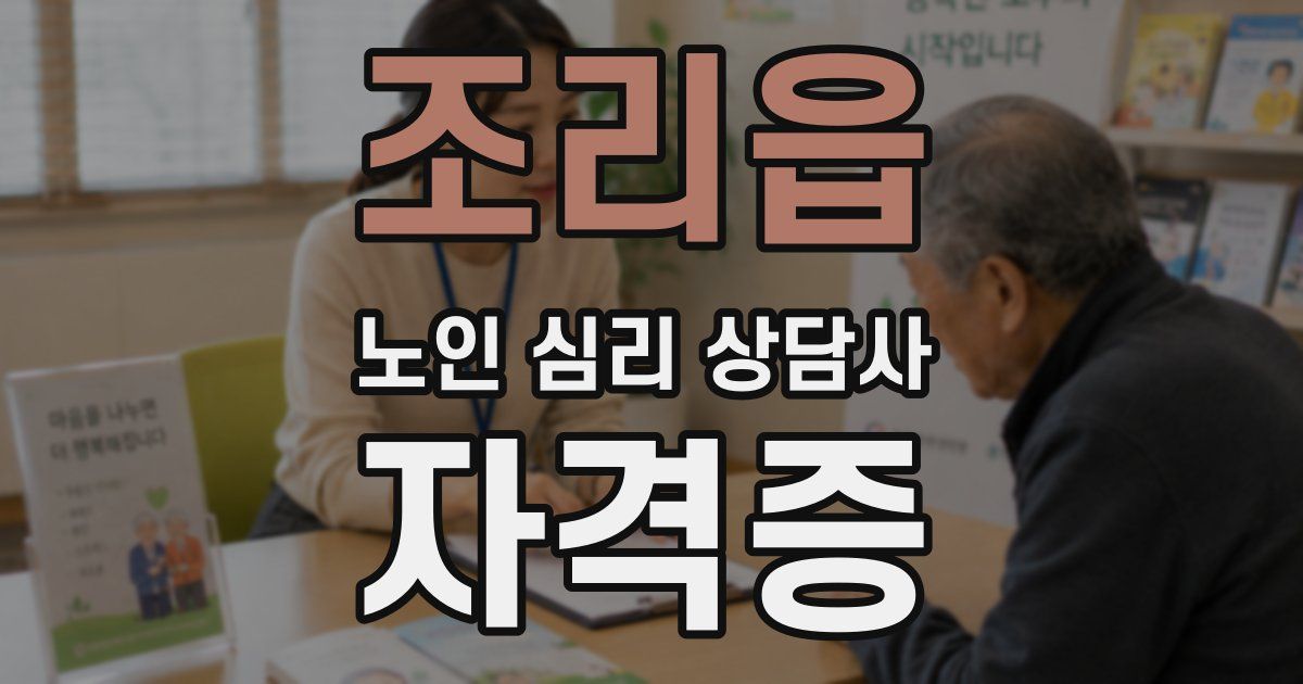 조리읍 노인 심리 상담사 자격증