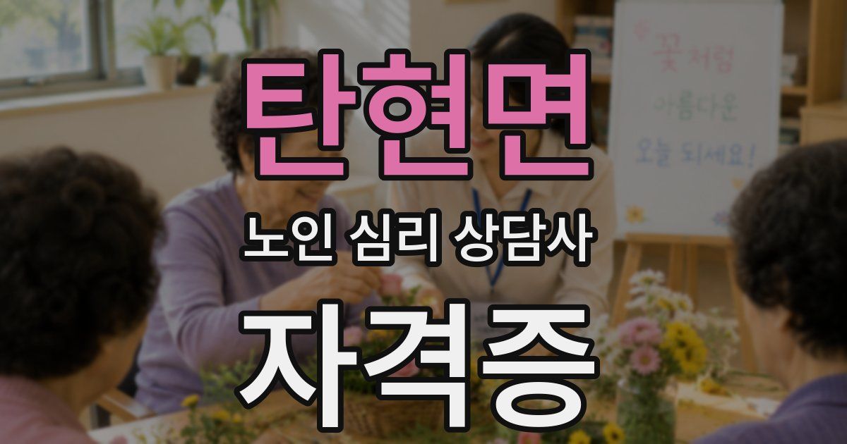 탄현면 노인 심리 상담사 자격증