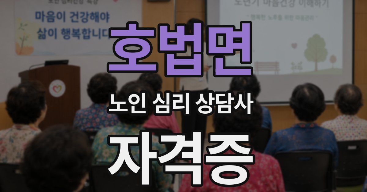 호법면 노인 심리 상담사 자격증