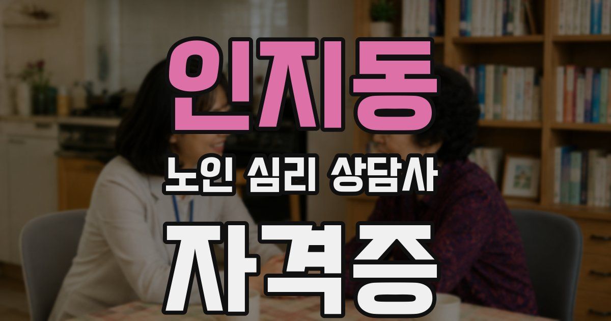 인지동 노인 심리 상담사 자격증