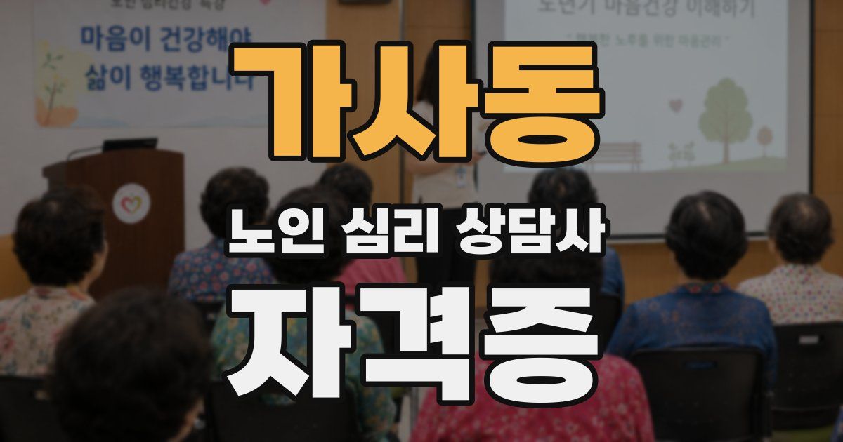가사동 노인 심리 상담사 자격증