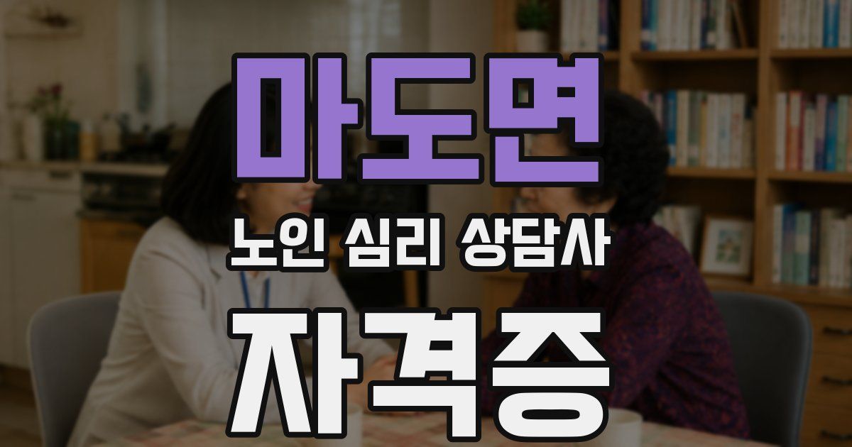 마도면 노인 심리 상담사 자격증