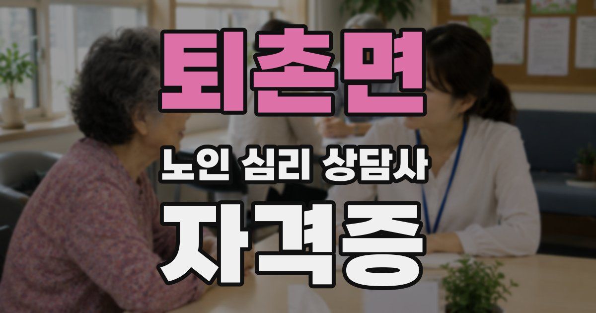 퇴촌면 노인 심리 상담사 자격증