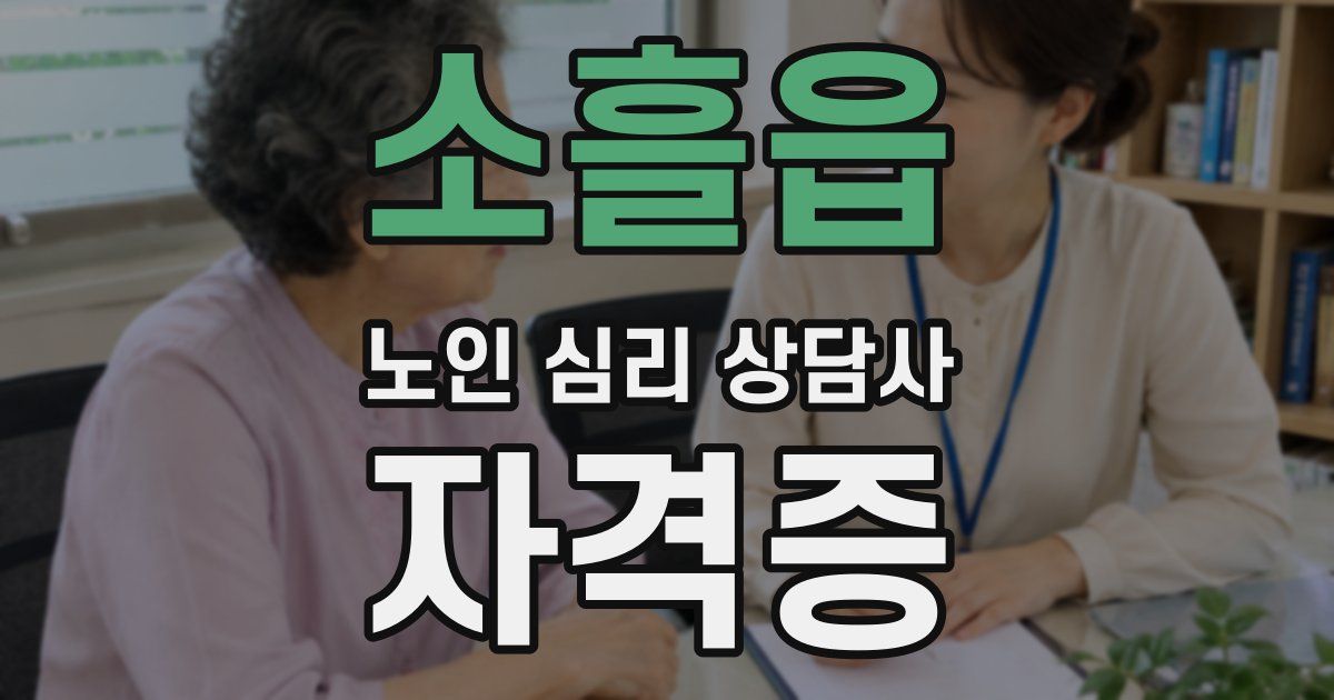 소흘읍 노인 심리 상담사 자격증