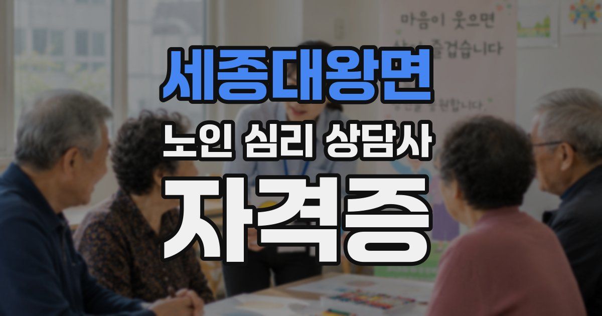 세종대왕면 노인 심리 상담사 자격증