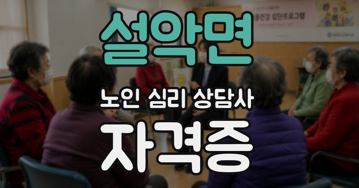 설악면 노인 심리 상담사 자격증