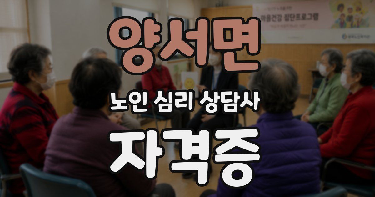 양서면 노인 심리 상담사 자격증