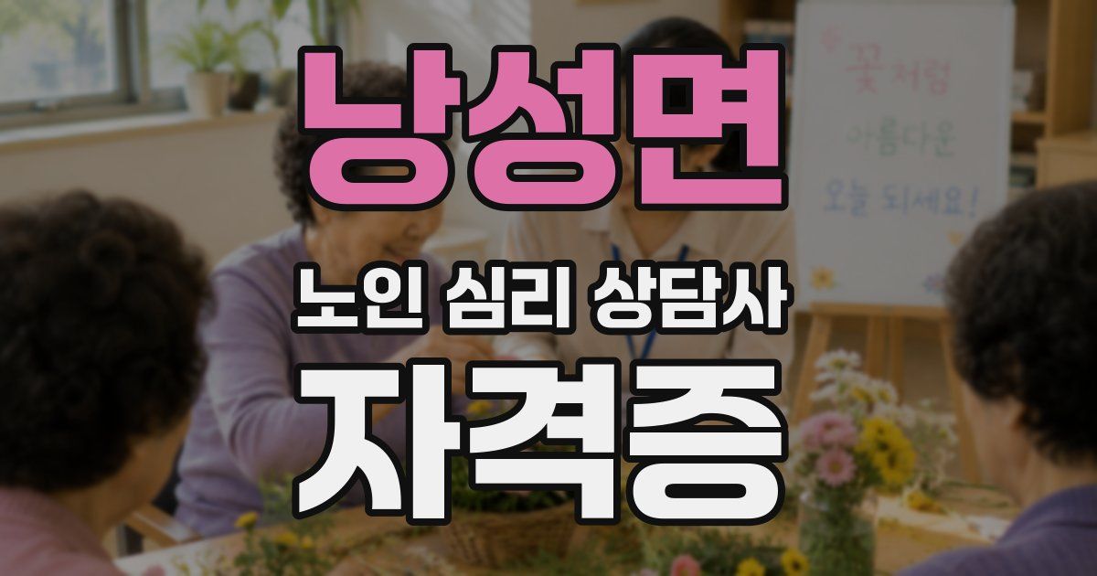 낭성면 노인 심리 상담사 자격증