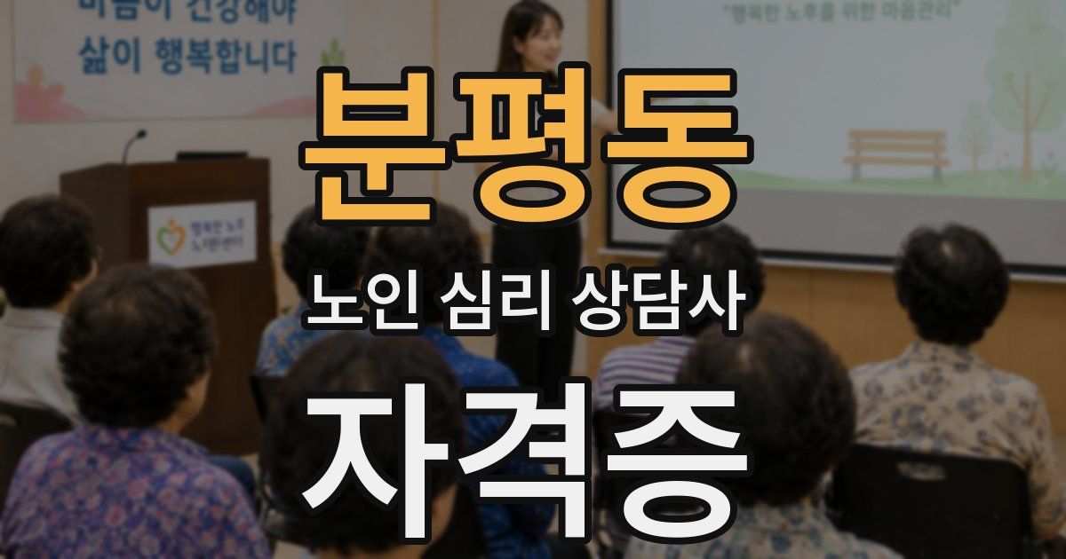 분평동 노인 심리 상담사 자격증