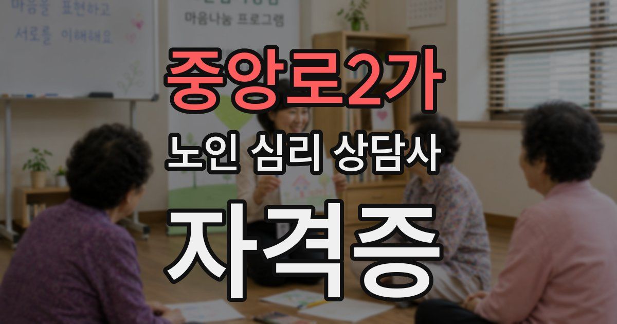 중앙로2가 노인 심리 상담사 자격증