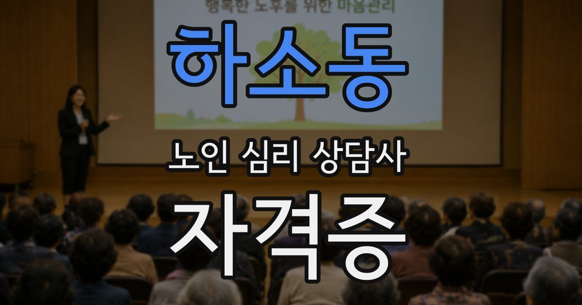 하소동 노인 심리 상담사 자격증