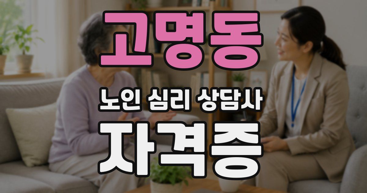 고명동 노인 심리 상담사 자격증