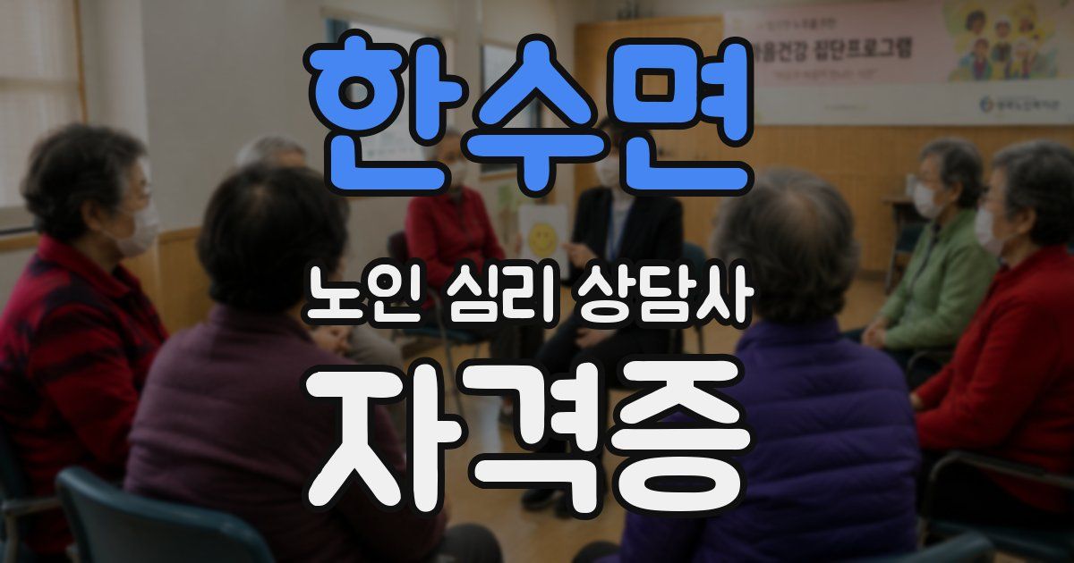 한수면 노인 심리 상담사 자격증