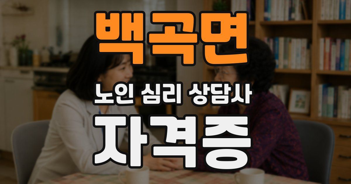 백곡면 노인 심리 상담사 자격증