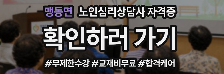 맹동면 노인 심리 상담사 자격증