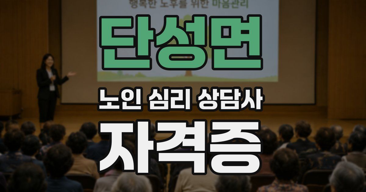 단성면 노인 심리 상담사 자격증
