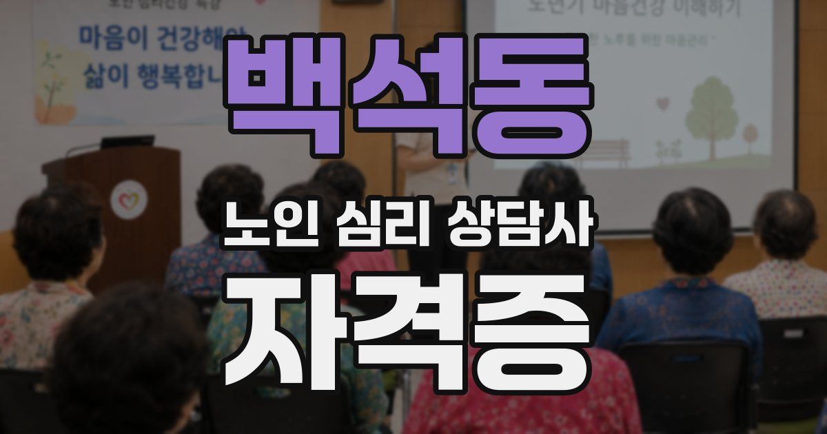 백석동 노인 심리 상담사 자격증